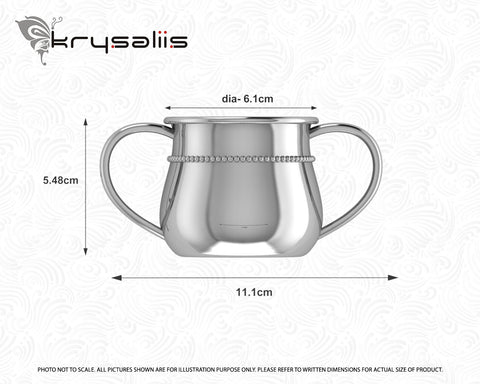 Krysaliis Beaded 2 Handle Silver Plated Baby Cup Measurements