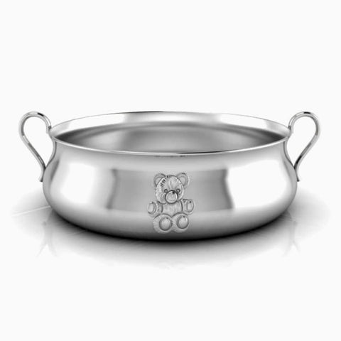 Adorable Teddy Embossed Design on Krysaliis Silver Plated Porringer View 2