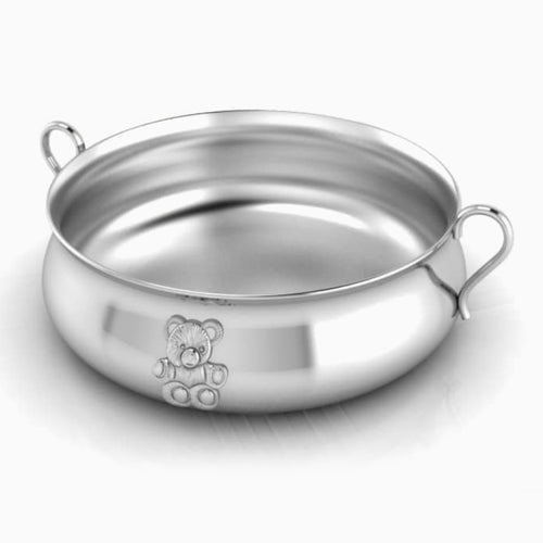 Adorable Teddy Embossed Design on Krysaliis Silver Plated Porringer View 1