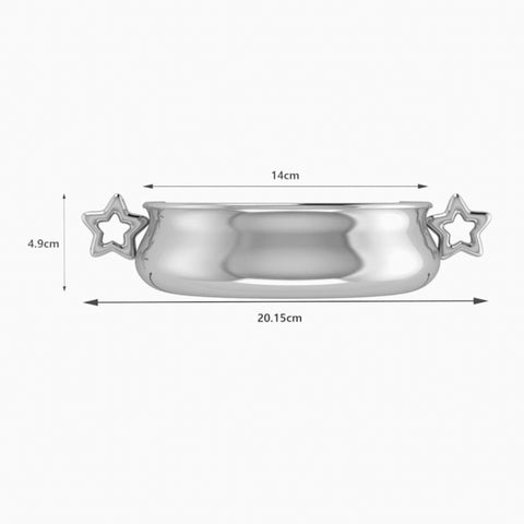 Unique Silver Plated Baby Porringer with Star Handle by Krysaliis Measurements