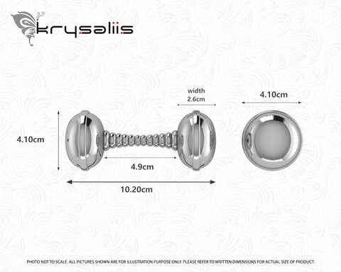 Baby Silver Plated Spiral Dumbbell Rattle by Krysaliis - All Silver GiftsKrysaliis Silver Plated Spiral Dumbbell Baby Rattle Measurements