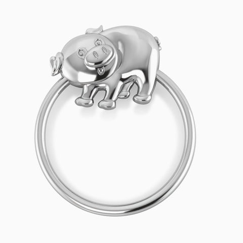 Krysaliis Silver Plated Piggy Baby Rattle View 2