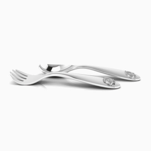 Krysaliis Piggy Silver Plated Baby Spoon and Fork Set View 3