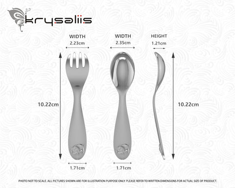 Krysaliis Piggy Silver Plated Baby Spoon and Fork Set Measurements