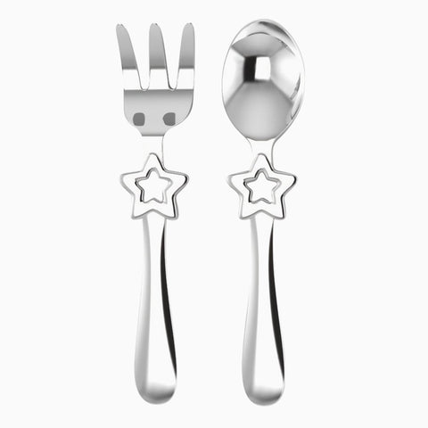 Krysaliis Star Silver Plated Baby Spoon and Fork Set View 2