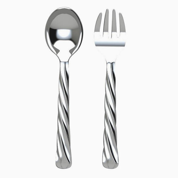 Krysaliis Spiral Silver Plate Baby Spoon Fork Set
