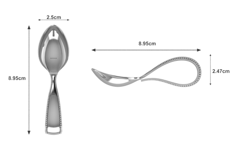 Krysaliis Beaded Loop Sterling Silver Baby Feeding Spoon Measurements
