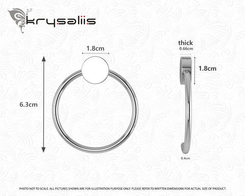 Krysaliis Flat Ring Sterling Silver Teether Rattle Measurements