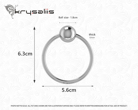 Krysaliis Single Ring Sterling Silver Teether Rattle Measurements