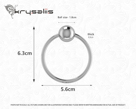 Krysaliis Single Ring Sterling Silver Teether Rattle Measurements