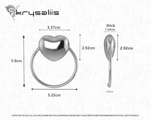 Krysaliis Heart Sterling Silver Baby Teether Rattle Measurements