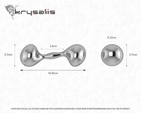 Krysaliis New Generation Sterling Silver Dumbbell Rattle Measurements