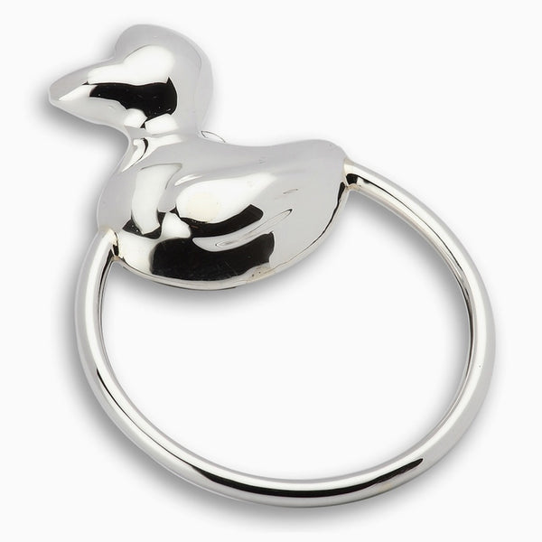 Flat Ring Sterling Silver Teether Rattle by Krysaliis - All Silver Gifts