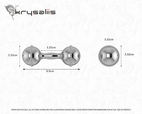 Krysaliis Sterling Silver Mini Beaded Dumbbell Measurements