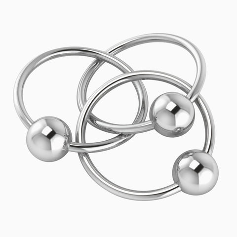 Krysaliis Sterling Silver Three Ring Teether & Rattle View 1