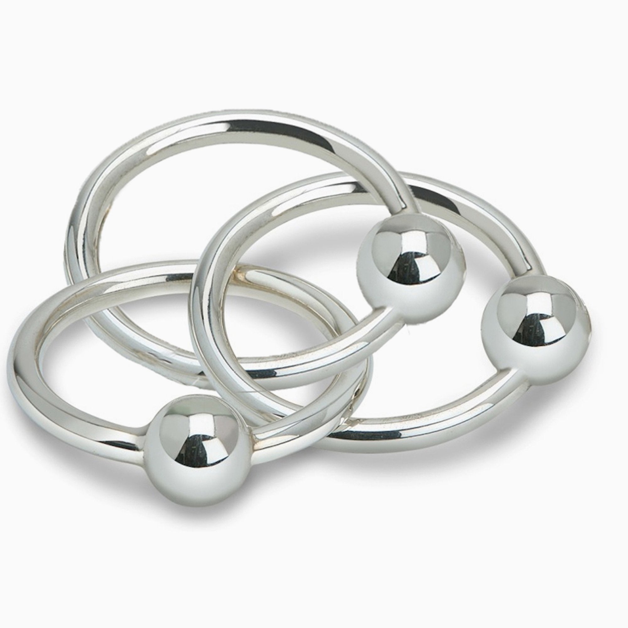 Silver Teether Sterling Silver Three Ring Teether & Rattle by Krysaliis - All Silver Gifts