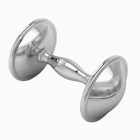 Krysaliis Sterling Silver Plain Dumbbell Baby Rattle View 1