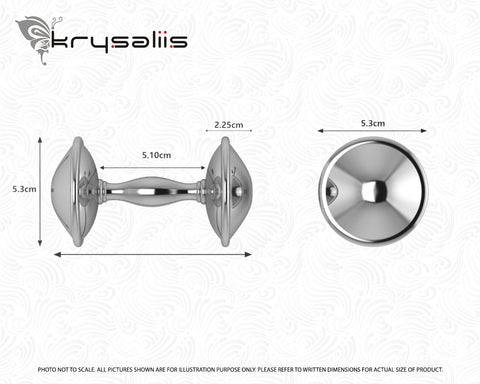 Krysaliis Sterling Silver Plain Dumbbell Baby Rattle Measurements
