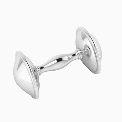 Krysaliis Sterling Silver Plain Dumbbell Baby Rattle View 2