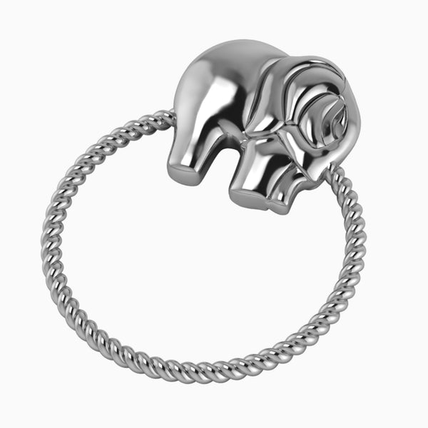Krysaliis Sterling Silver Rope Ring Elephant Rattle View 1