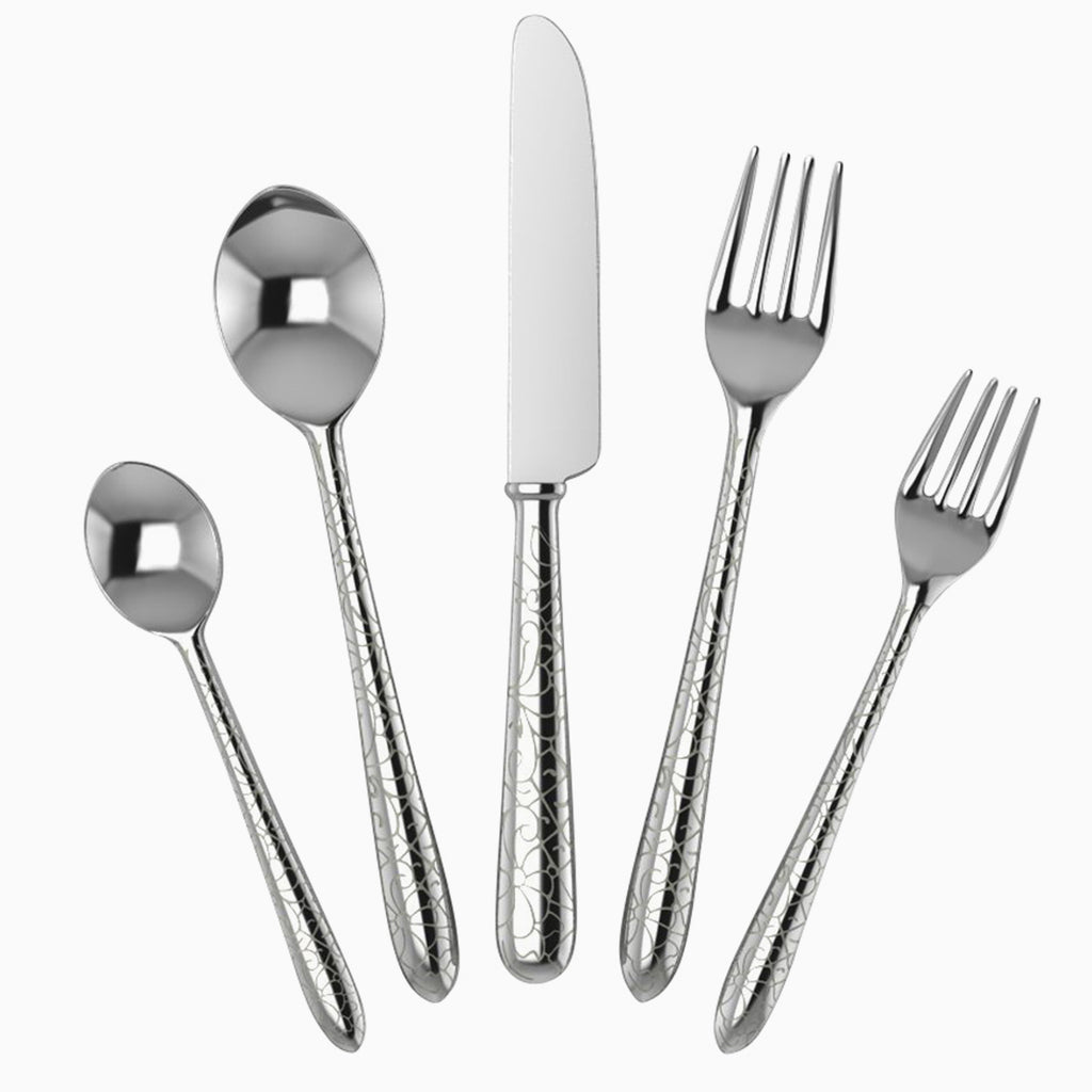 Flora 5-piece Silver Plate Flatware Set