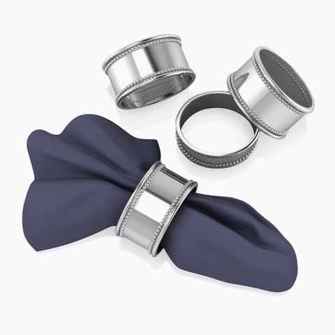 Beaded Silver-plate Napkin Rings by Krysaliis - Set of 4