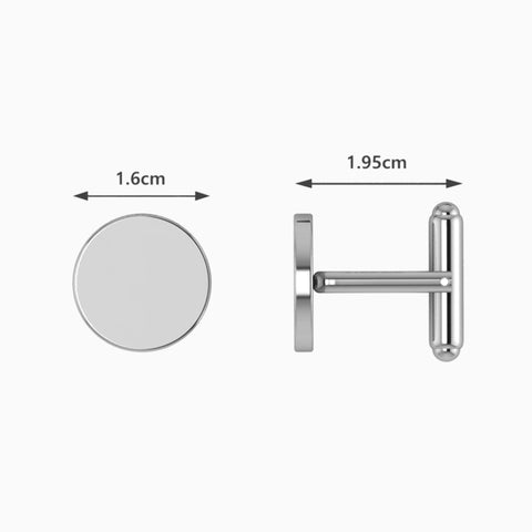 Krysaliis Classic Round Sterling Silver Cufflinks Measurements
