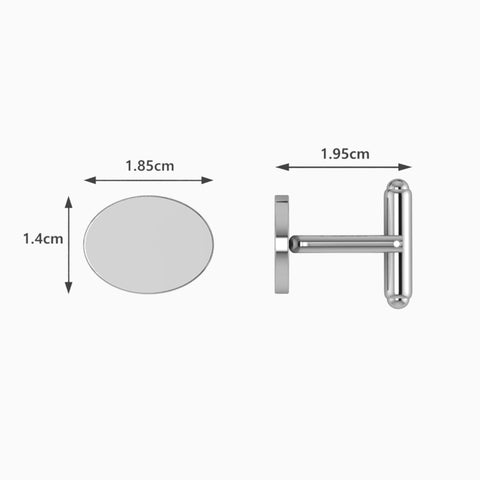 Krysaliis Classic Oval Sterling Silver Cufflinks Measurements