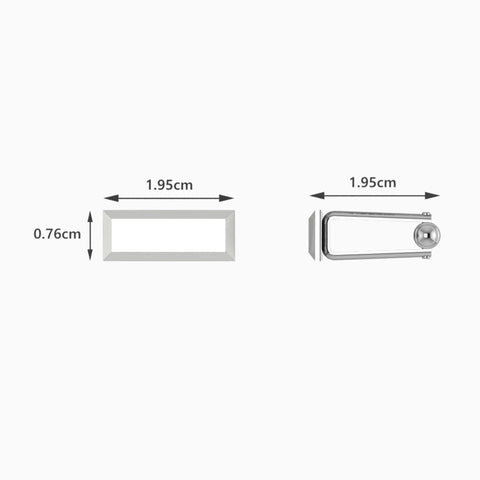 Krysaliis Rectangle Edged Sterling Silver Cufflinks Measurements