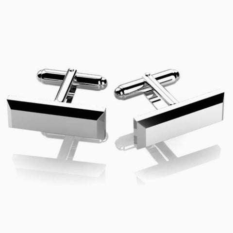 Krysaliis Rectangle Edged Sterling Silver Cufflinks