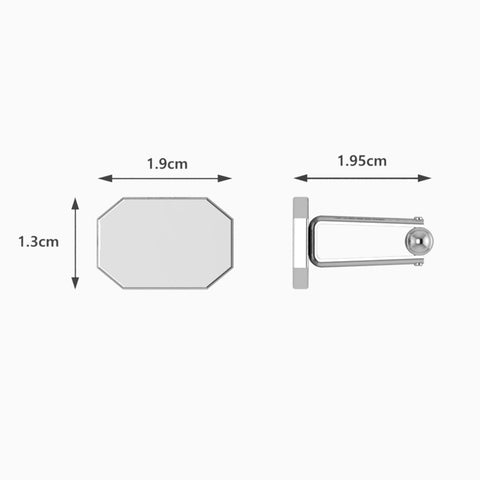 Krysaliis Soft Curve Sterling Silver Cufflinks Measurements