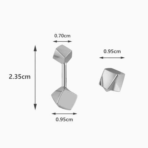 Krysaliis Cube Sterling Silver Cufflinks Measurements