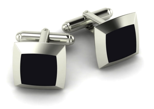 Krysaliis Sterling Silver Moda Black Square Cufflink