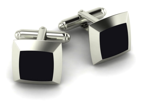 Krysaliis Sterling Silver Moda Black Square Cufflink