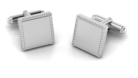 Rope Square Sterling Silver Cufflinks By Krysaliis