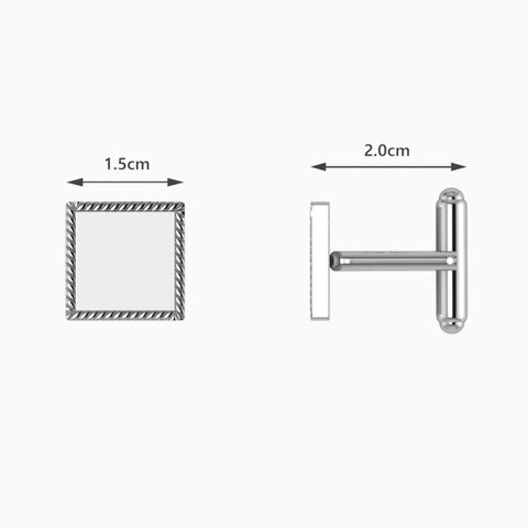 Krysaliis Rope Square Sterling Silver Cufflinks Measurements