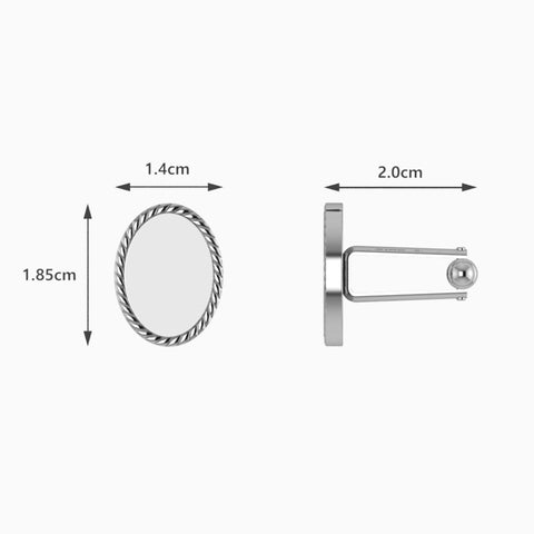 Krysaliis Oval Rope Sterling Silver Cufflinks Measurements