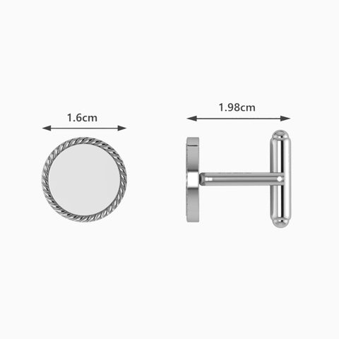 Krysaliis Rope Round Sterling Silver Cufflinks Measurements
