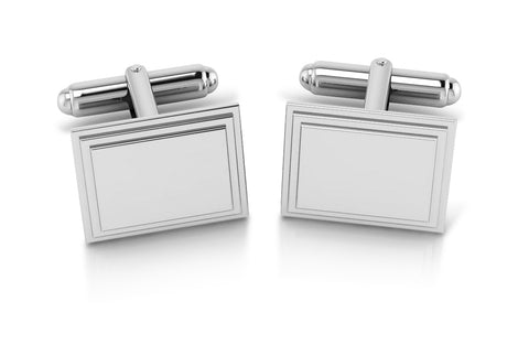 Krysaliis Sterling Engravable Stepped Edge Rectangle Cufflinks View 2
