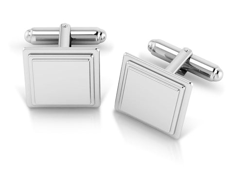 Krysaliis Sterling Engravable Stepped Edge Square Cufflink