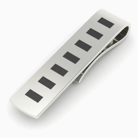 Dashes Black Enamel Sterling Silver Tie Clip by Krysaliis