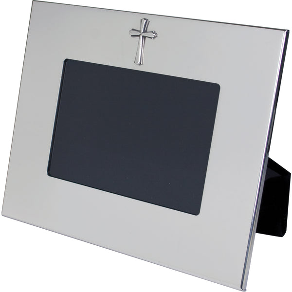 Salisbury Pewter Frame With Wide Border and Cross on Top