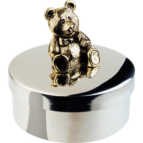 Salisbury Pewter Keepsake Box with Teddy Bear on Top