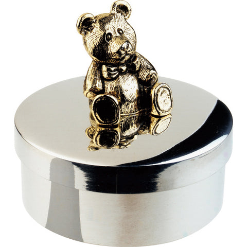 Salisbury Pewter Keepsake Box with Teddy Bear on Top