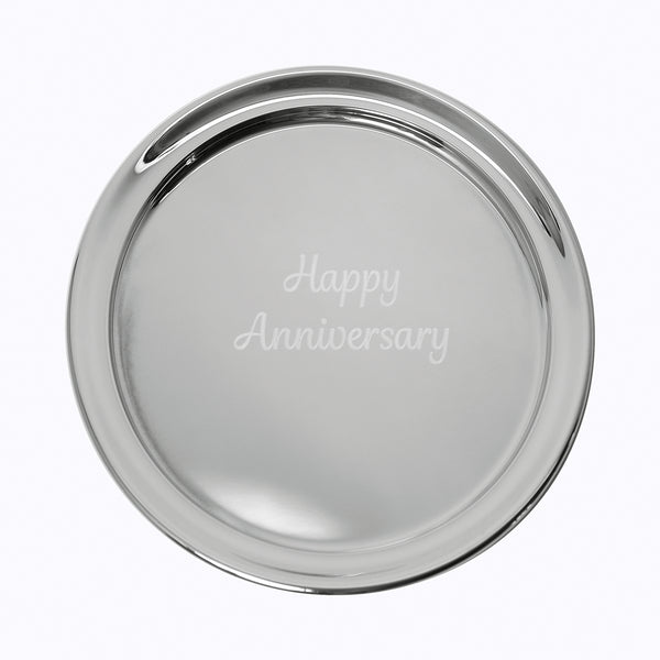 Elegant Salisbury Pewter Guest Book Tray with Happy Anniversary Engraving - Small