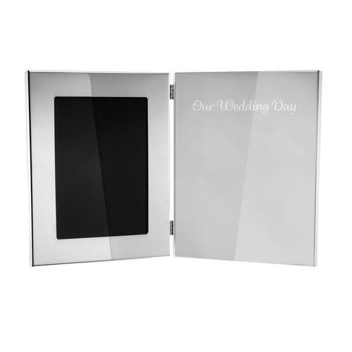 Elegant Salisbury pewter guest book frame featuring 'Our Wedding Day' inscription for capturing special memories