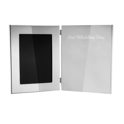 Elegant Salisbury pewter guest book frame featuring 'Our Wedding Day' inscription for capturing special memories