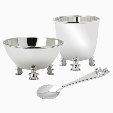 Krysaliis Sterling Silver Feeding Set - Teddy