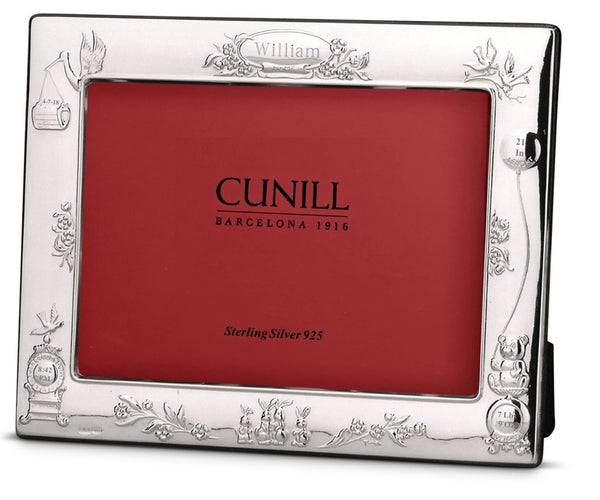 Engraved Example of Cunill Teddy Stork 6x4 Birth Record Frame