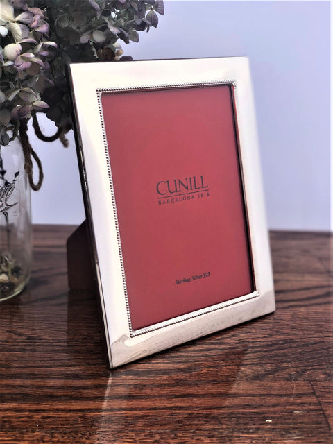 Cunill Tiffany Bead 5x7 Non-Tarnish Sterling Silver Picture Frame - Side View